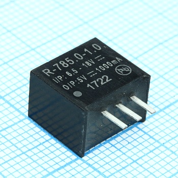 R-785.0-1.0 - Преобразователь DC/DC, на печатную плату, 6.5Вт, вход 6,5-18В выход 5В 1А SIP3