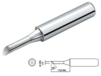 QSS960-T-2C - Жало паяльное, скошенный цилиндр 2.0мм, для станций Quick 236/969/967/375A+/375B+/3104
