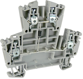 Этажная клемма UKJ-W2.5/2-2D - Этажная клемма, с диодом, тип фиксации провода: винтовой, номинальное сечение: 2,5 мм кв., 24A, 400V, ширина: 5,2 мм, цвет: серый, тип монтажа: DIN 35