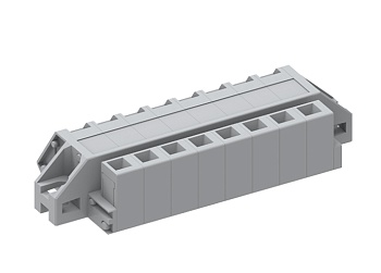 Розеточный разъем на кабель 450152/010 - Розеточный разъем, угловой, на кабель, шаг: 5.0 мм, 2 полюса, фиксация провода пружинная, исполнение: с монтажными фланцами, 320V, 12A, цвет: серый
