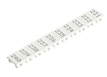 Шильдик 9705A/5/10 B  231-240 - Маркировка для клемм сечением 2,5 мм.кв., шириной 5 мм, 10 шильдиков, белая, нанесенные знаки: 231 – 240
