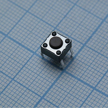 DTS-61N-V - Кнопка тактильная 6х6 h=4.3мм 1.57N 0.05А 12В монтаж в отверстие 200000циклов