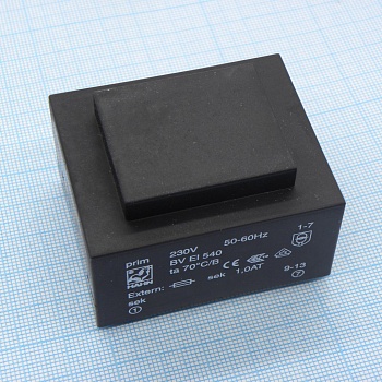 BV EI 540 1143 - Трансформатор питания 12ВА, 230В, 12В 1000мА 70/B