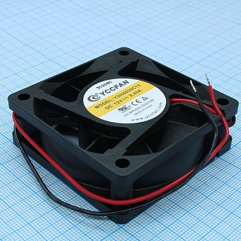 YDH6020C12 - Вентилятор 12В 60х60x20 C, 2.16W, 5000 об/мин, 32.2м3/час, 36.8дБ, подшипник скольжения CycleSeal, тип вывода - провод