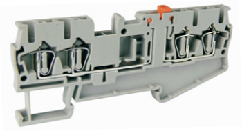 Клемма с ножевым размыкателем UJ5-2.5/2X2SK - Клемма с ножевым размыкателем, 4 точки подключения в клемме, тип фиксации провода: пружинный, номинальное сечение: 2,5 мм кв., 16A, 400V, ширина: 5,2 мм, цвет: серый, тип монтажа: DIN 35