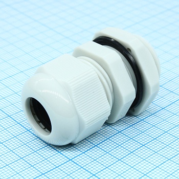 Кабельный ввод M20-LG - Кабельный ввод, M20х1,5, диапазон зажимаемых проводников: 10 - 14 мм, SW 27 мм, пластик, серый