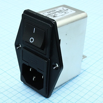 B84776A0006A - Однофазный сетевой фильтр 6А/250В, 2-х полюсный выключатель, держатель под предохранитель 5х20мм