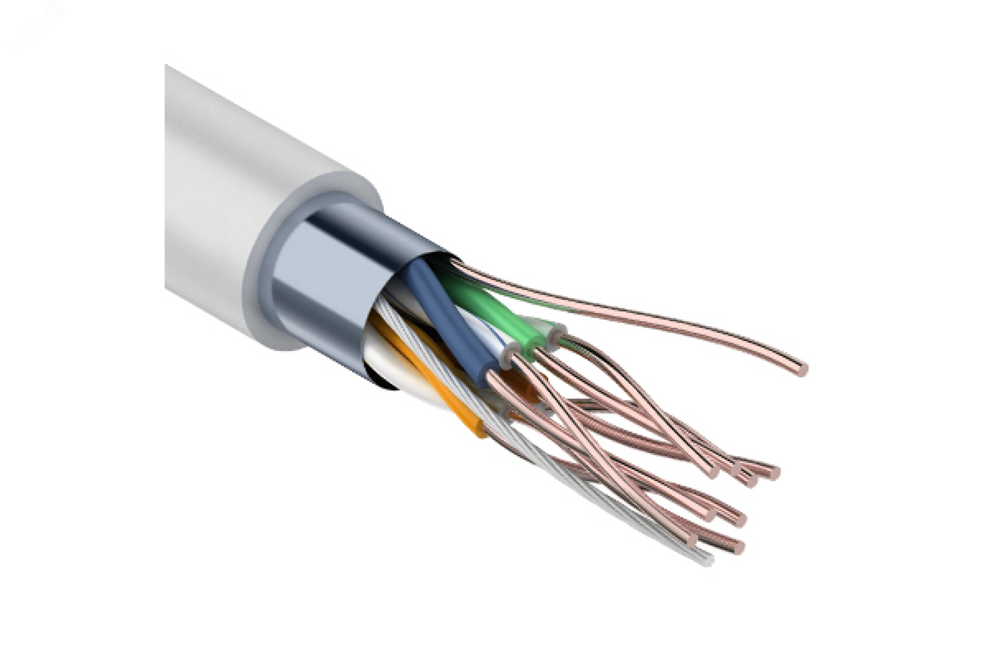 Кабель витая пара  FTP 4PR 24AWG - внутренний экранированный, CAT5e, одножильный, бухта 305м