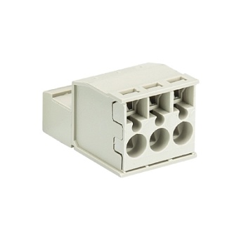 Вилка Wiecon 8213 SUFK/ 3 TOP OB - Вилочный разъем, угловой, на кабель, шаг 5,08 мм, 3 полюса, номинальное сечение: 2,5 мм кв., пружинная фиксация провода, 400V, 12А, без маркировки, цвет: серый, серия 8213 SUFK