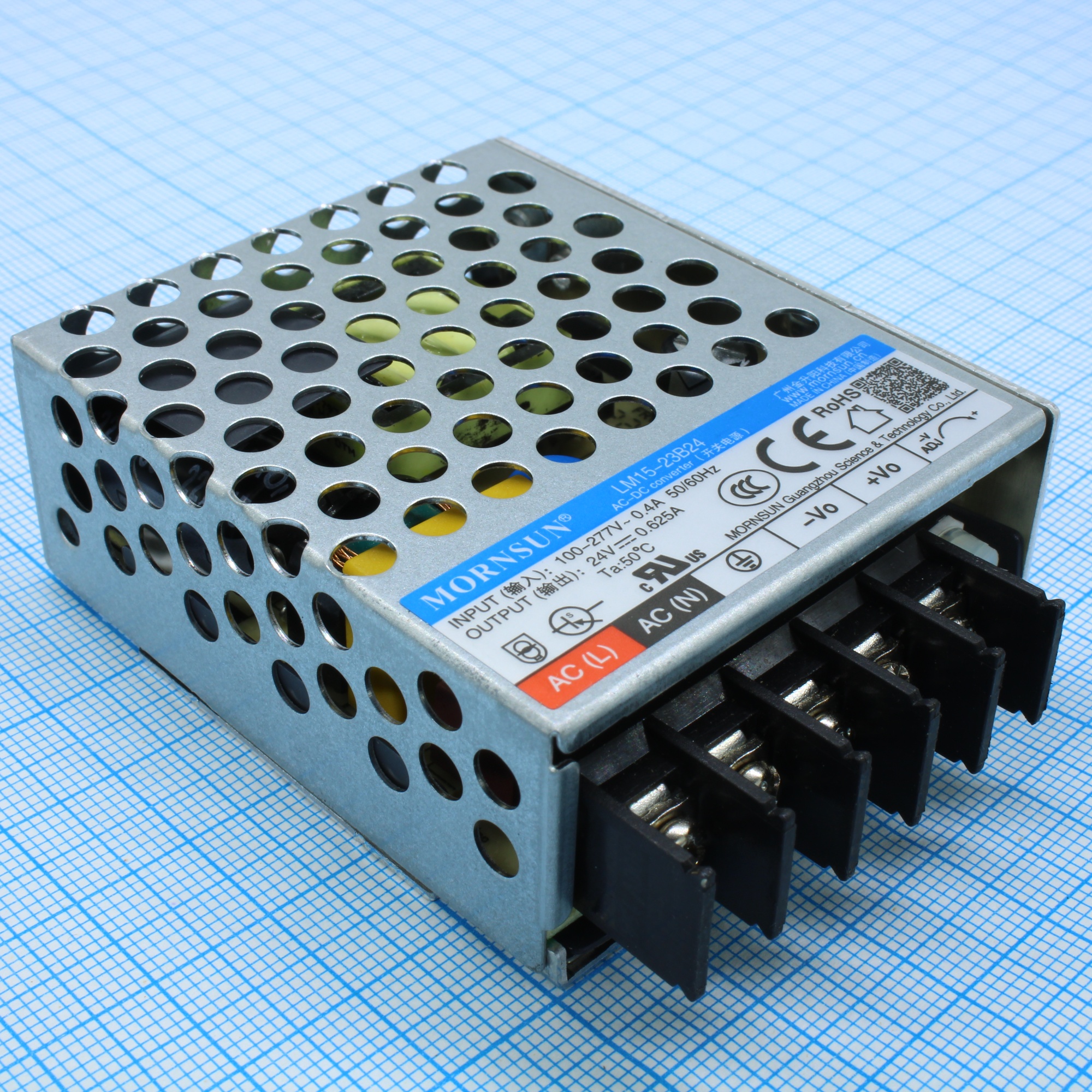 LM15-23B24 - AC-DC, 15Вт, вход 85...264В AC 47...63 Гц, выход 24В/0.62А, в корпусе на шасси