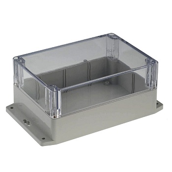 G223CMF - Герметичный корпус из поликарбоната с прозрачной крышкой и фланцем, IP65, светло-серый