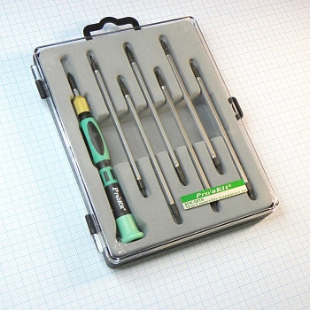 SD-081B - Набор отверток Отвертка 1шт.
7 двухсторонних насадок.