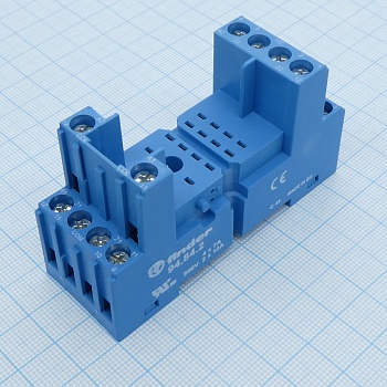 94.84.2SPA - Розетка для реле 55.34, 55.32 и модуля 99.80 с комбинированными контактами; с пластиковым фиксатором; винтовые зажимы; синяя; 10А