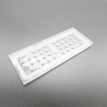 ALHB173D36LED90G - Групповая прямоугольная линза 36 светодиодов 3030/3535,  90°, 173x71.4mm   H:9.3mm, PMMA