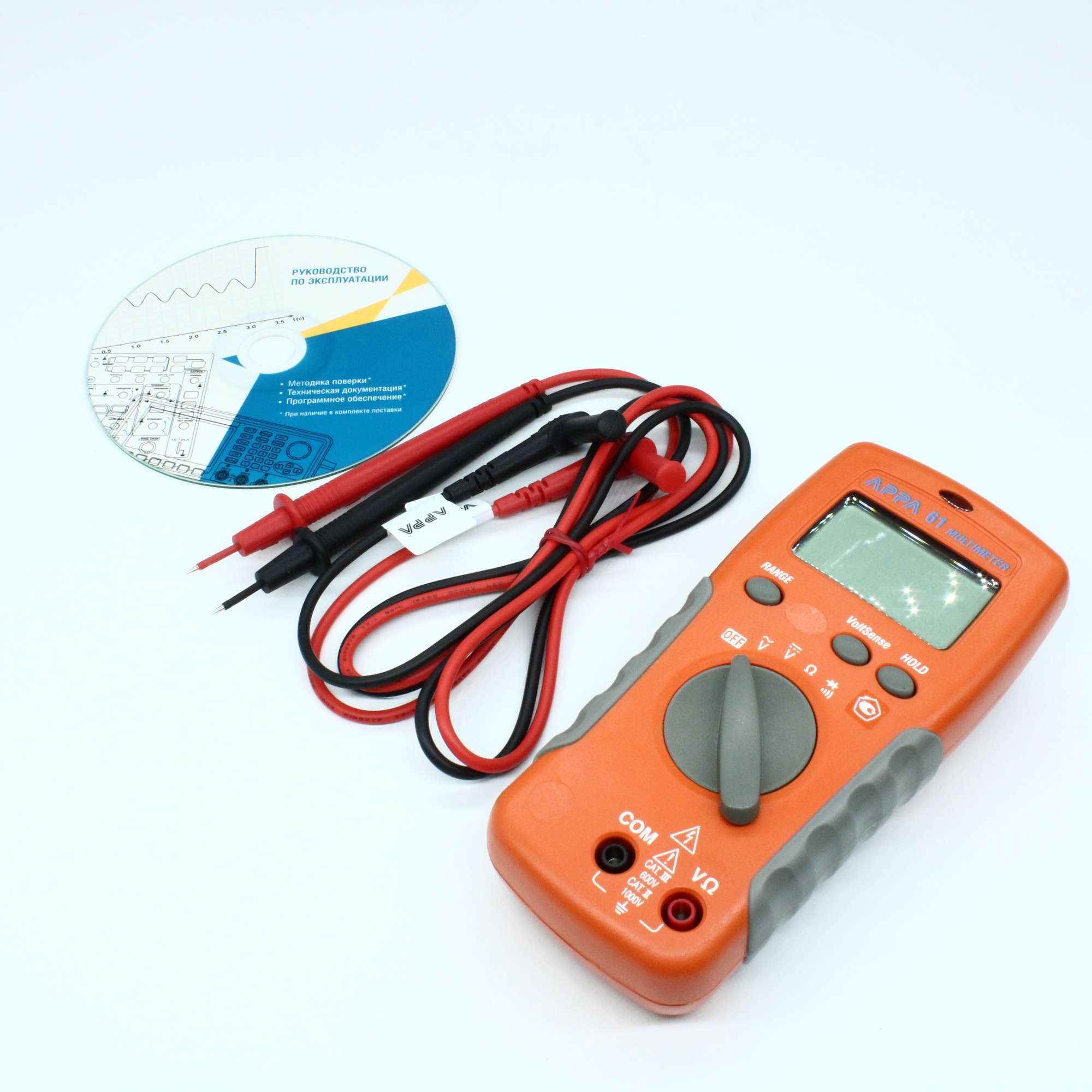 APPA 61 - U пост. 0,1 мВ...1000В (погрешность ± 0,5 % (базовая)), U пер. 0,1 мВ...750В (50Гц-500Гц), R 0,1Ом...20МОм, прозвон цепи (до 200 Ом) и проверка диодов