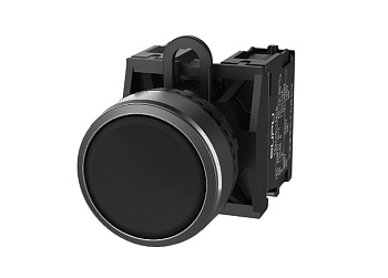 Кнопка плоская (черная) TS2010-0AL60 - Кнопка круглая плоская, с блокировкой, без подсветки, пластиковое переднее кольцо, без контактной группы, диаметр головки кнопки 29,5 мм, диаметр посадочного отверстия: 22 мм, цвет: черный