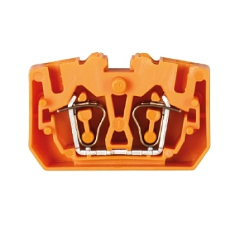 Клемма двойная WKF 2,5/MD Orange - Сдвоенная проходная клемма, тип фиксации провода: пружинный, номинальное сечение: 2,5 мм кв., 24A, 800V, ширина: 10 мм, цвет: оранжевый, тип монтажа: нет