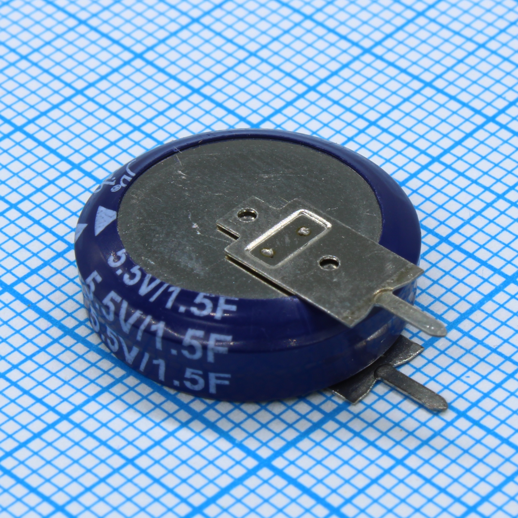 JGAV5R5D155Z050B - Ионистор стандартный мини 5,5V, 1.5F, -25...+70°C, 1000h, 18.7x20.2mm, вертикального исполнения