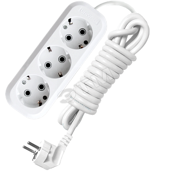 Удлинитель бытовой 3х3м с заземлением 16А АВС-пластик E-303 9631977