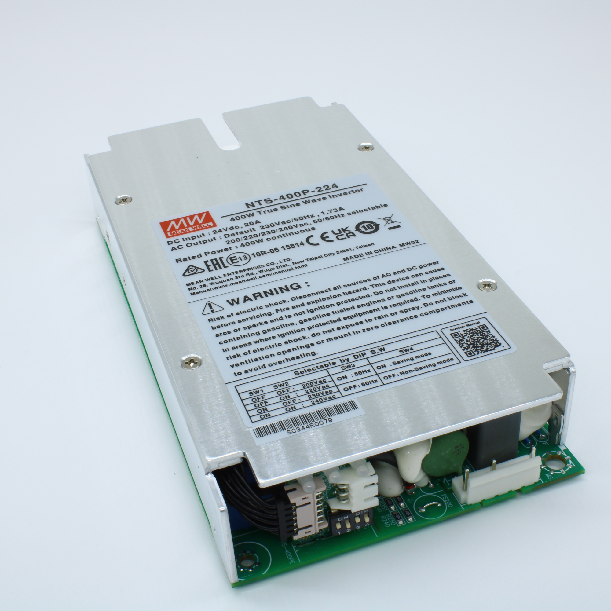 NTS-400P-224 - DC-AC, 400Вт, Рпик=600Вт, Uвх=20…33В DC, Uвых=220В АС, КГИ<3%, КПД 93%, изоляция 3000В AC, в кожухе 186х100.5х32мм, -20…+70°С
