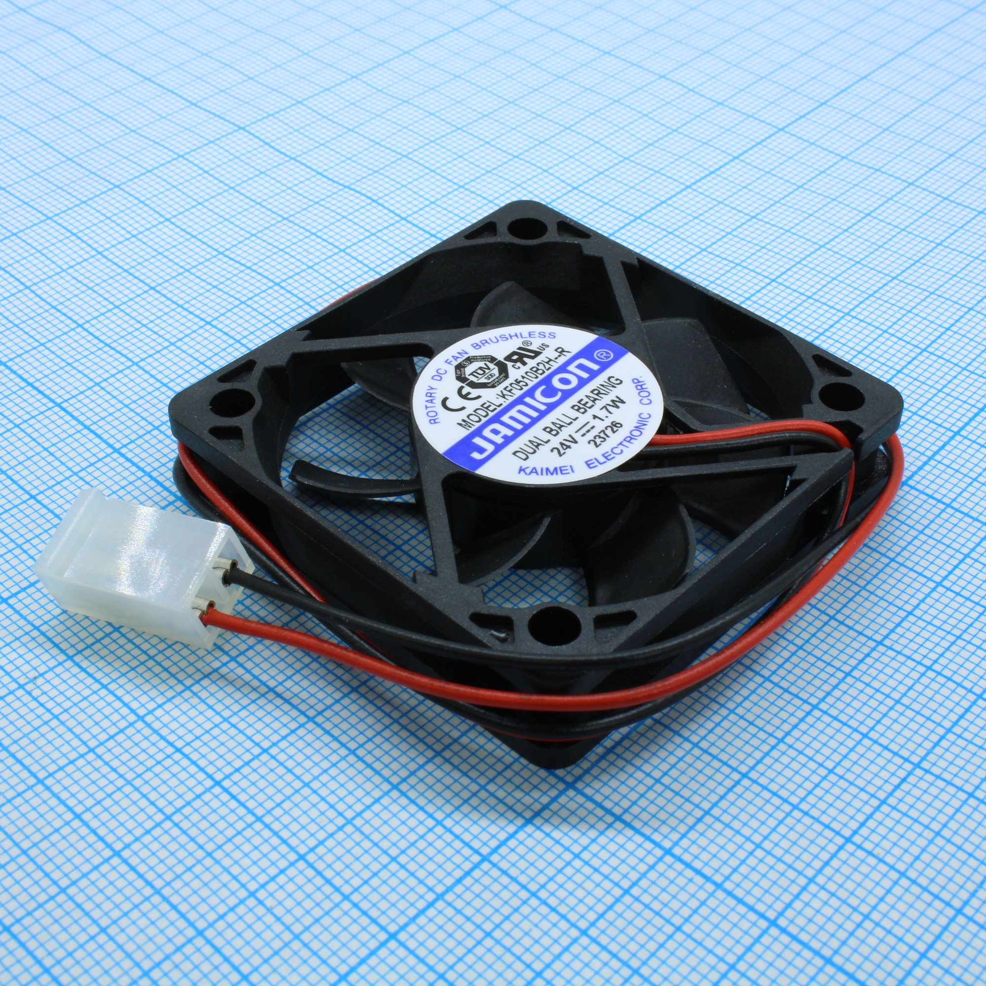 KF0510B2H-R - Вентилятор 24В DC, 50х50х10мм, подшипник качения, тип вывода - провод