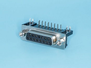 DRB-15FA - Разъем 15 контактов, гнездо на плату, прямой угол  7.2мм