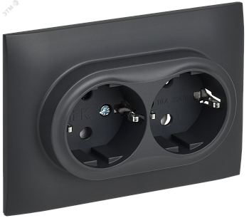 SKANDY Розетка 2-местная с заземлением без защитных шторок 16А в сборе SK-R08T титан IEK SK-R21-16-K48-F