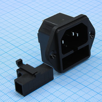 L-KLS1-AS-301-11 - вилка на блок 220В, 3 контакта с держателем предохранителя, крепление винт