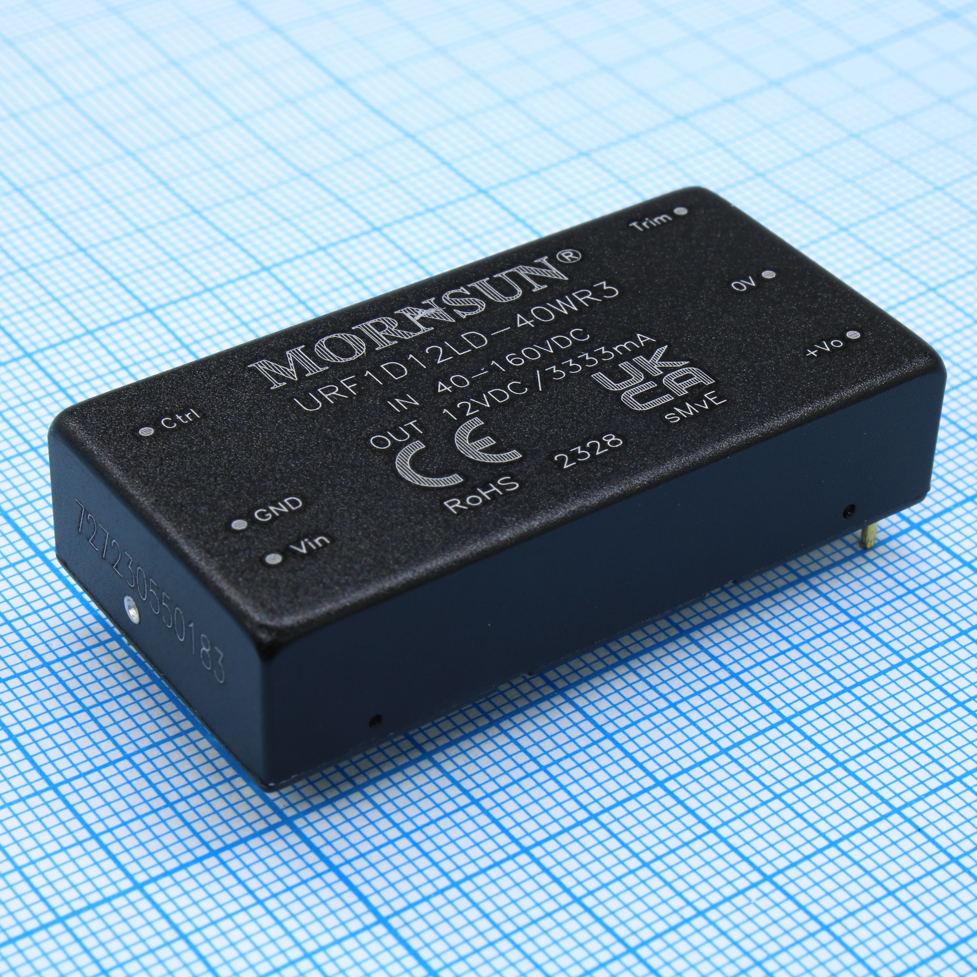 URF1D12LD-40WR3 - Преобразователь DC/DC 40Вт вход 40...160В выход 12В 3.33А КПД 89% -40°С...+85°С изоляция 1500В