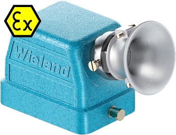 Крышка разъема Ex 70.350.0636.3 - Крышка разъема на кабель, типоразмер 6B, взрывозащищита, без уплотнителя, 1 кабельный ввод M20x1,5, с разгрузкой на изгиб, IP54, с боковым расположением, без защелки (упоры под одну защелку), материал корпуса: цинковый сп