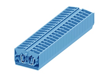 Клемма мини 254324 - Мини клемма, верхний подвод кабеля, 2 точки подключения в клемме, тип фиксации провода: пружинный, номинальное сечение: 2,5 мм кв., 24A, 800V, цвет: синий, тип монтажа: без фиксации