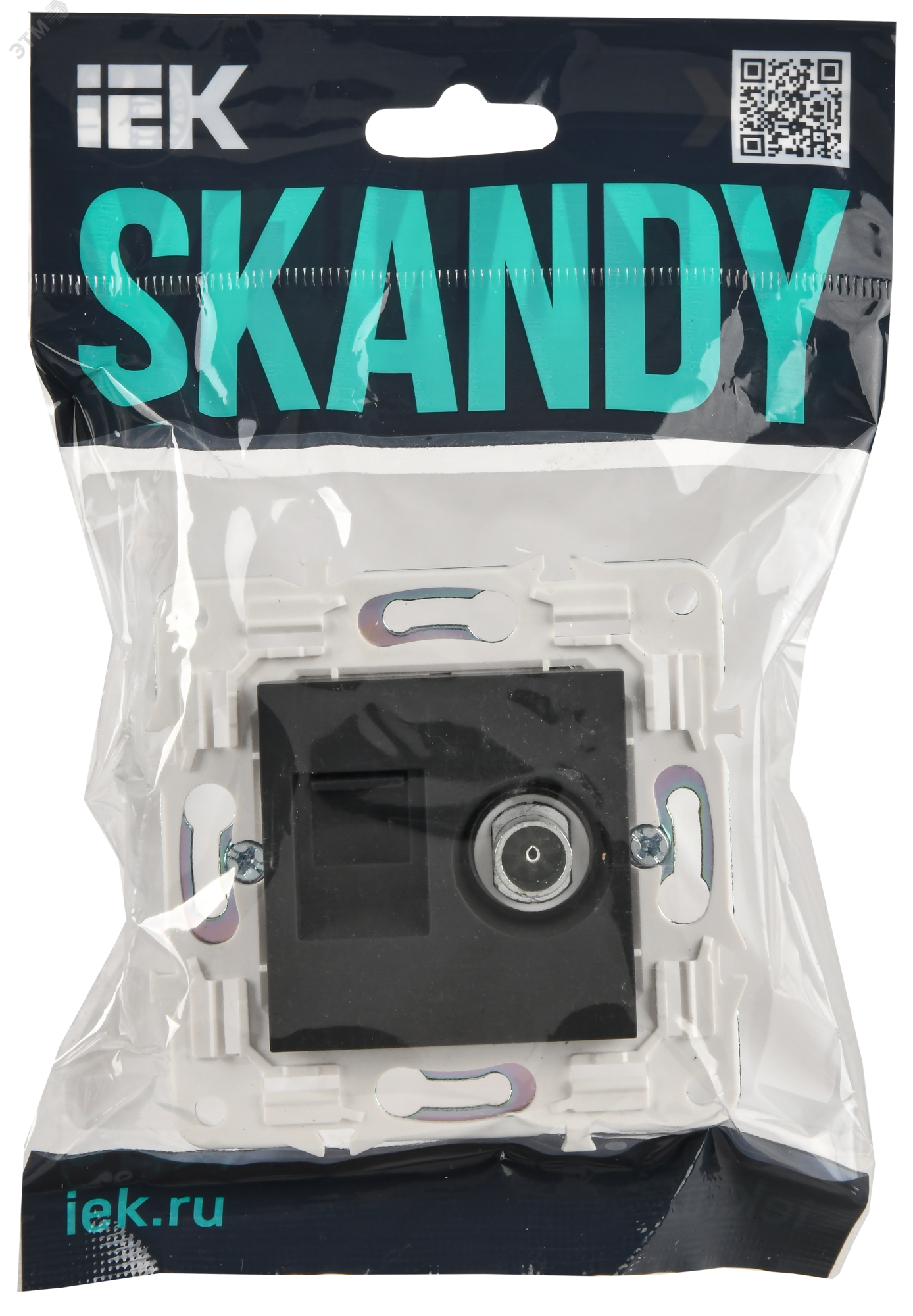 SKANDY Розетка двойная TV+RJ45 кат.5E SK-A14G графит IEK SK-AK20-1-K53
