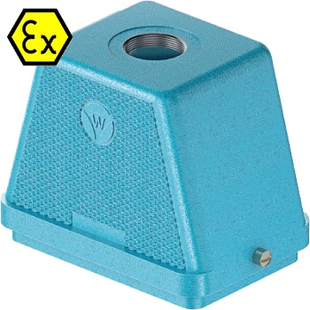 Крышка разъема Ex 70.352.4836.1 - Крышка разъема на кабель, типоразмер 48B, взрывозащищита, без уплотнителя, 1 отверстие с резьбой для кабельных вводов M32x1,5, с верхним расположением, без защелки (упоры под одну защелку), материал корпуса: цинковый спла