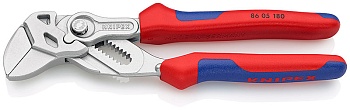 Клещи переставные-гаечный ключ, зев 40 мм, длина 180 мм, хром, 2-комп ручки KN-8605180 - Сочетание двух инструментов в одном позволяет заменить полный набор гаечных ключей как метрических, так и дюймовых, многокомпонентные рукоятки, длина 180мм