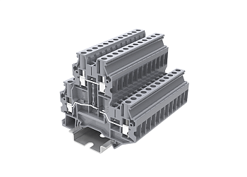 Этажная клемма TUD4-2-GY - Этажная клемма, тип фиксации провода: винтовой, номинальное сечение: 4 мм кв., 32A, 800V, ширина: 6,2 мм, цвет: серый, тип монтажа: DIN 35
