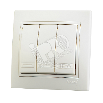 Выключатель 3-кл. СП Mira 10А IP20 со вставкой крем. 701-0303-109