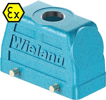 Крышка разъема Ex 70.354.2436.1 - Крышка разъема на кабель, типоразмер 24B, взрывозащищита, без уплотнителя, 1 отверстие с резьбой для кабельных вводов M32x1,5, с верхним расположением, без защелок (упоры для двух защелок), материал корпуса: цинковый спла