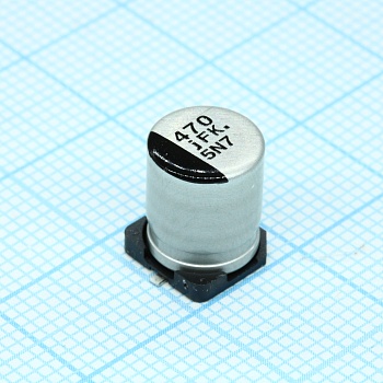 EEEFK0J471P - Конденсатор алюминиевый электролитический 470мкФ 6.3В ±20% (8 X 10.2мм) для поверхностного монтажа 600мА 2000час 105°С автомобильного применения лента на катушке