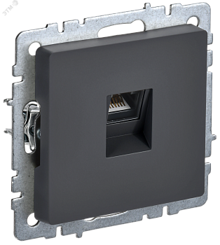 IEK BRITE BASE Графит Розетка комп RJ45 кат.5E РК10-БрГ