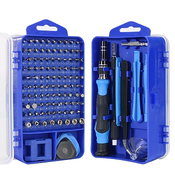 SET 115 - Набор инструмента 115в1 с пинцетом, в комплекте сменные магнитные биты, гибкий удлинитель, намагничиватель бит, присоска для снятия экранов, 3 пластиковых спуджера, набор пластиковых медиаторов