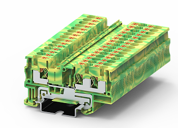 Заземляющая клемма TP4-3-PE - Заземляющая клемма, 3 точки подключения, push-in, номинальное сечение: 4 мм кв., ширина: 6,2 мм, цвет: желто-зеленый, тип монтажа: DIN 35