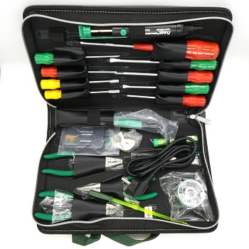 1PK-813B - Набор инструментов для электроники. Фиксация инструментов на внутренних стенках сумки.