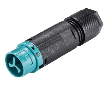 Разъем RST16I3/2S S1 ZT4S A TB - Вилочный разъем на кабель диам. 5-9,5 мм, IP68(69k), 2 полюса, цвет: бирюзовый, номинальные характеристики: 250V/400V 16A, серия gesis RST MINI