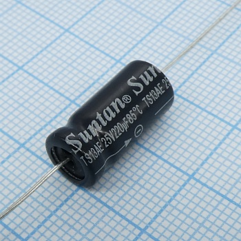 TS13AE1E221MSB000R - Электролитический конденсатор с аксиальными выводами 25В 220мкФ 8*16