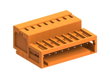 Вилочный разъем на кабель 438406 - Вилочный разъем, прямой, на кабель, шаг: 3.81 мм, 6 полюсов, фиксация на плате пайкой, исполнение: стандартное, 160V, 10A, цвет: оранжевый Вилочный разъем на кабель 438406 - Вилочный разъем, прямой, на кабель, шаг: 3.81 мм, 6 полюсов, фиксация на плате пайкой, исполнение: стандартное, 160V, 10A, цвет: оранжевый