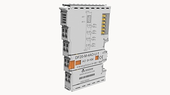 Модуль вывода аналог. DF20-M-4AO-U-1 - Модуль вывода, аналоговый, 4 канала, разрешение 16 бит, 0 - 10VDC, тип монтажа: DIN35