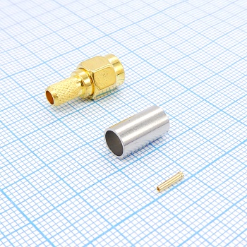 ВЧ разъём RP-SMA-C58P гн. - Разъем высокочастотный, гнездо RP-SMA обжимное на кабель RG58