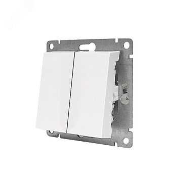 Выключатель двухклавишный UNIVersal серия Афина , с/у, 10А, 220В, механизм, белый (еврослот) A0023