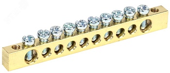 Шина PEN "земля-ноль" 6х9мм 10/2 (10групп/крепеж по краям) YNN11-10-100