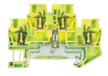 Клемма сдв. заземл. WKF 1,5 E2/SL/35 - Этажная заземляющая клемма, тип фиксации провода: пружинный, номинальное сечение: 1,5 мм кв., 500V, ширина: 4 мм, цвет: желто-зеленый, тип монтажа: DIN 35
